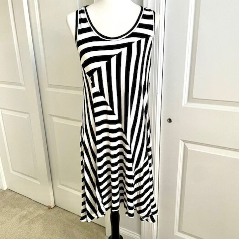 Philosophy Black White Geometric Asymmetrical Dress Size Large